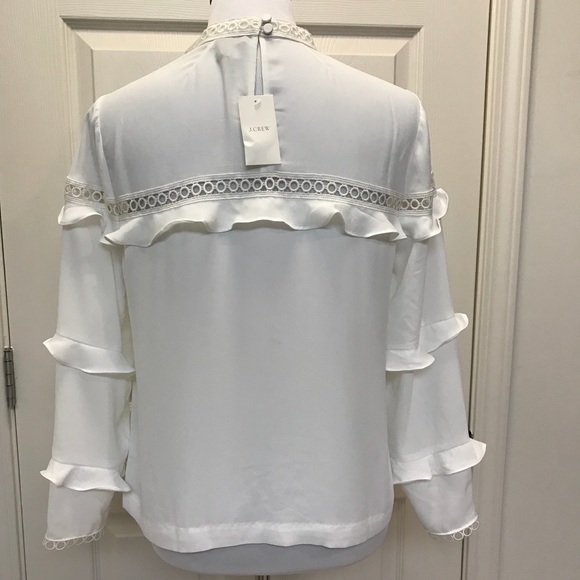 NWOT**J Crew White Ruffle blouse - Picture 2 of 3